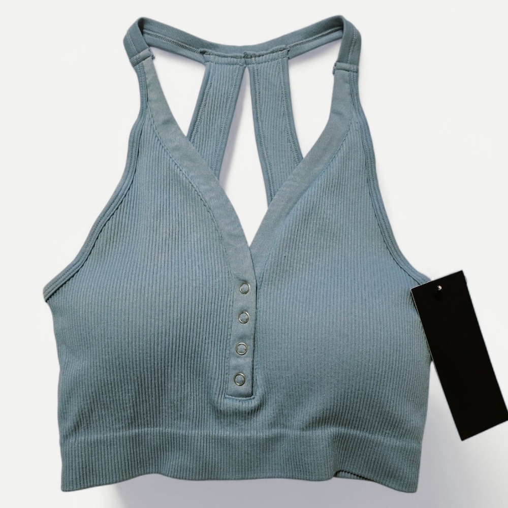 🩵 Velocity Ribbed Seamless Starlet Tank - Morning Dew Blue